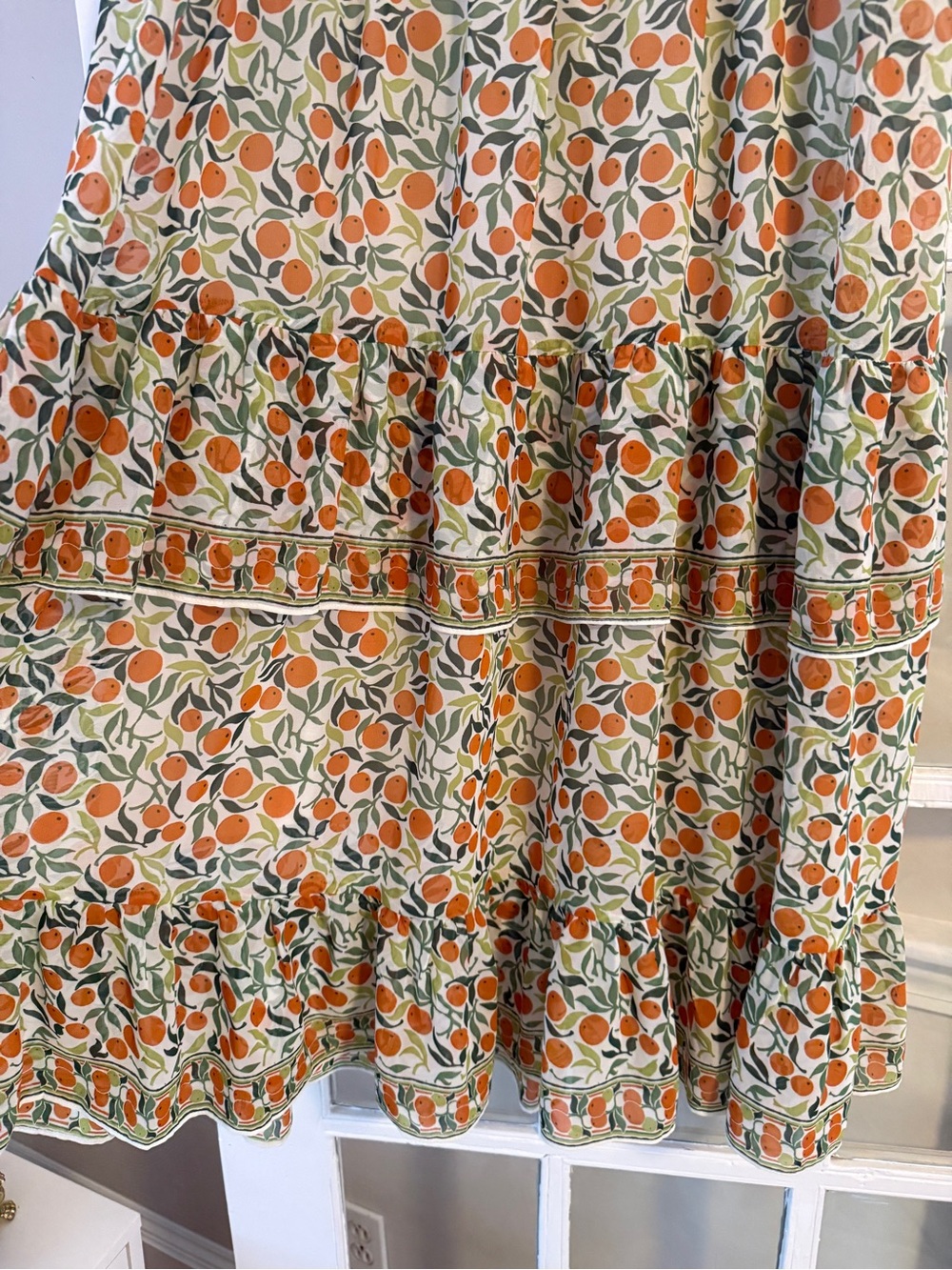 Max Studio Oranges Print Floral Tiered Maxi Skirt - Picture 3 of 5